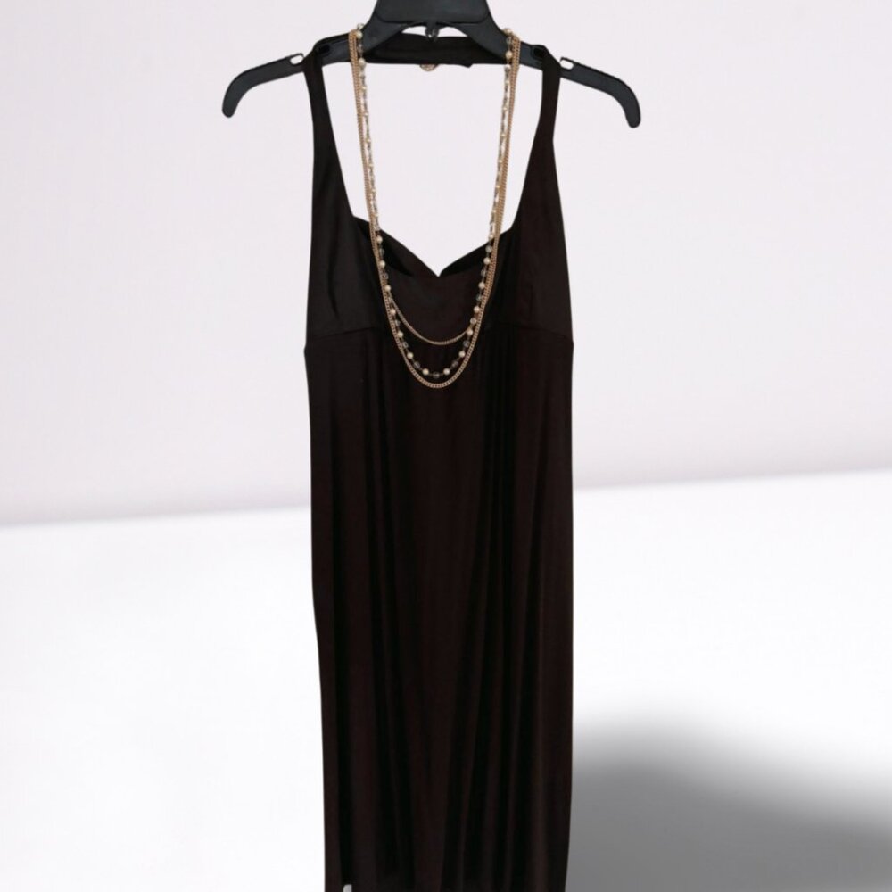 Laundry BY Shelli Black Umpire Halter Dress with Vintage Necklace